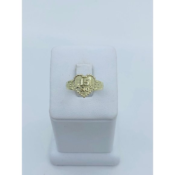 10k solid gold ring sweet 15 heart size 7
